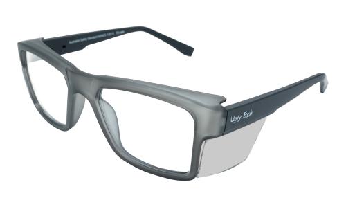 Product image on white background of Ugly Fish Jackal-L RS400L FGYSM.C Angle 3 Plastic from the Prescription Safety Glasses (Frame and Lens Package) collection by PSG Eyewear